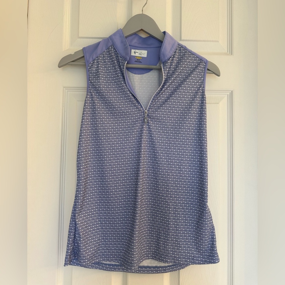 Greg Norman Play Dry Sleeveless Golf Quarter Zip Top | Lavender | Small